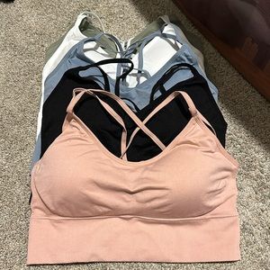Pack of five low impact  padded sports bras, size large